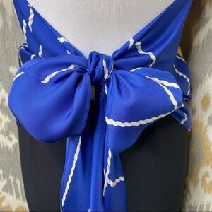 Ralph Lauren Multi Regatta Yacht Silk Scarf Silver Link Necklace Halter Top